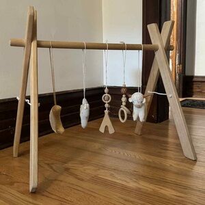 Poppyseed Wooden Baby Play Gym with Hanging Toys